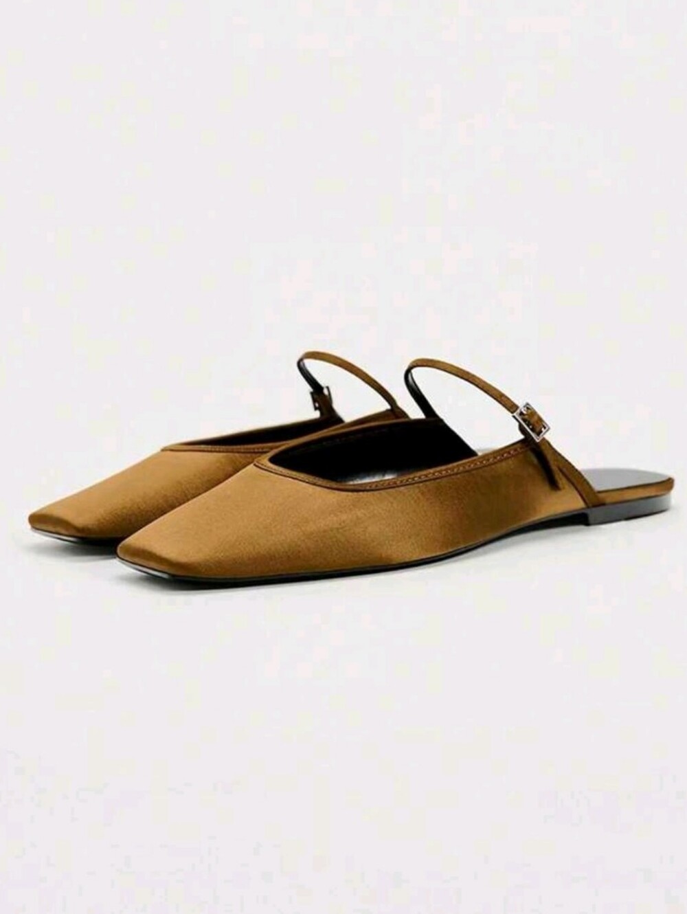 SATIN SQUARE TOE FLATS
